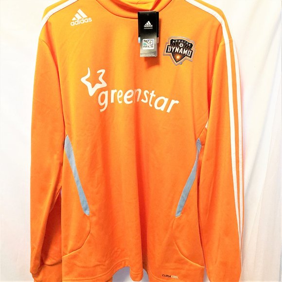 NWT Adidas Top Jacket MLS Soccer Houston Dynamo XL Orange blue Discount Shipping - Picture 1 of 4